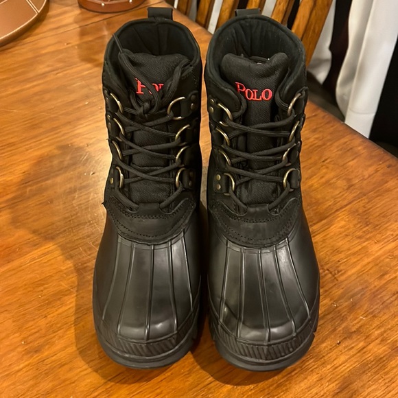 Polo Ralph Lauren Crestwick winter duck boots new black red Mens Size 8 - Picture 6 of 14